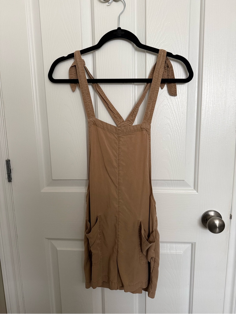 aerie tan suspender mini romper overalls